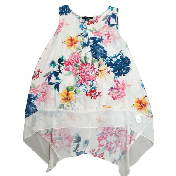 Karen Kane Drop Hem Lightweight Wildflower Print Sleeveless Blouse, Size XS NWT - Picture 1 of 11